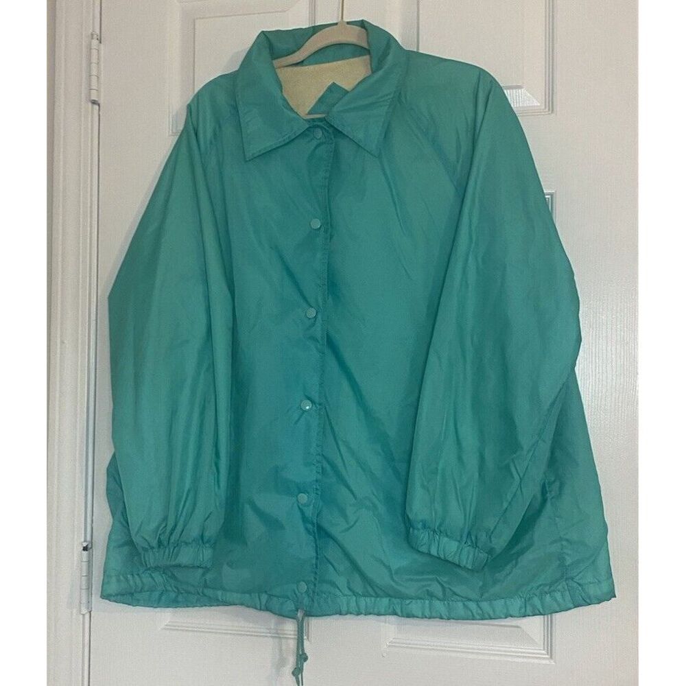 Vintage Current Seen Windbreaker Jacket Women's Size 3X 24W Blue Lined Full Zip